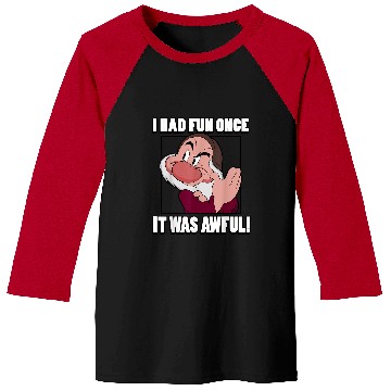 Discover Disneyss Snow White Grumpy I Had Fun Once It Was Awful Poster Baseball Tees