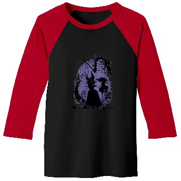 Discover Womens Disney Sleeping Beauty Maleficent Dragon Silhouette V-Neck Baseball Tees