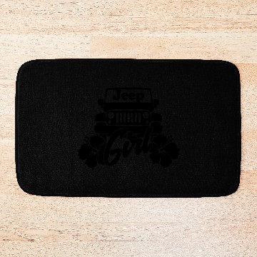 Discover Jeep Girl Flower - Black Bath Mats