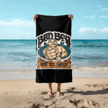 Discover Vintage Bad Boy Club Skateboard Quit Yer Snivlin 90s Beach Towels