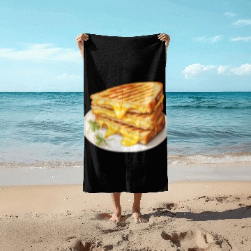 Discover Plate of Grilled Cheese Sandwich Beach Towels
