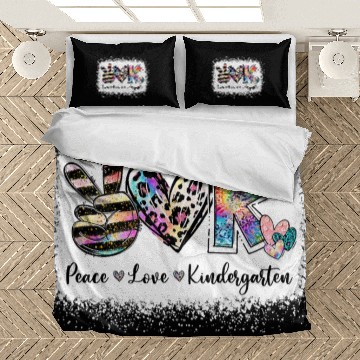 Discover Grade Teacher Peace Love Kindergarten Team Kinder Bedding Sets