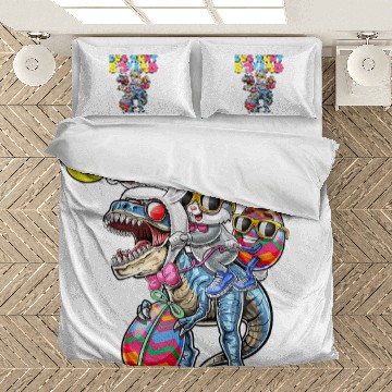 Discover Dinosaur Dino Funny Egg Hunt Squad Easter Bunny Dinosaur Bedding Sets