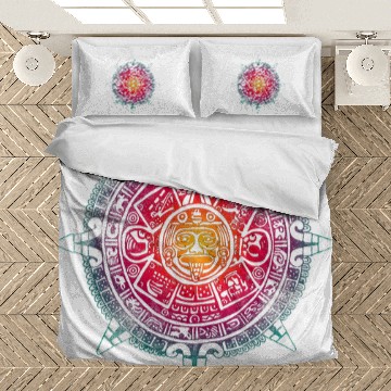 Discover Aztec Calendar Mexican Native Mayas Mayans Art Bedding Sets