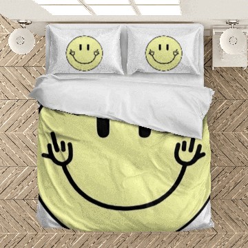 Discover Cartoon Middle Finger Bedding Sets Smiley Face Middle Finger Design!