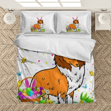 Discover Easter Collie Dog Bunny Egg Hunting Collie Easter Sunday Bedding Sets