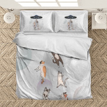 Discover Aliens UFO Cat Galaxy Cat Cat UFO Bedding Sets