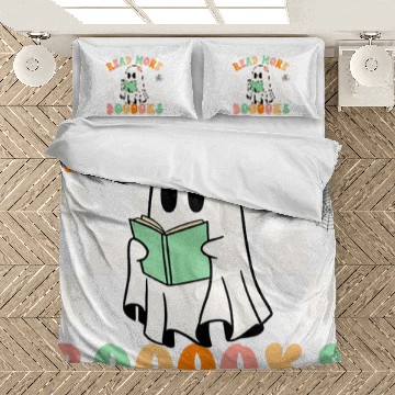 Discover Book Fun Cute Read More Booooks Reading Halloween ghosts Librarian Zip Bedding Sets