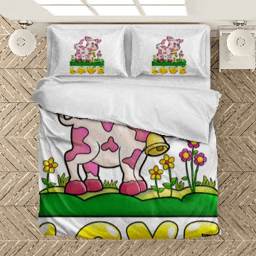 Discover Cow Pet Strawberry Cow Design Baseball Tees Bedding Sets