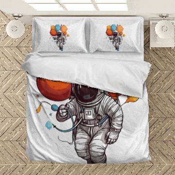 Discover Astronaut Job Holding Planet Balloons Solar System Space Funny Baseball Tees Bedding Sets