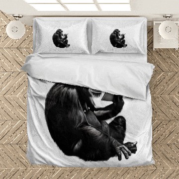 Discover Book Fun Readers Are Leaders Chimpanzee Reading A Bedding Sets