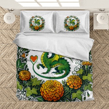 Discover Dragon Pet Marigold Moss Dragon Illustration Bedding Sets