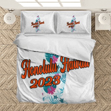 Discover Honolulu Hawaii Beach Surf Surfing Tropical Vacation Bedding Sets