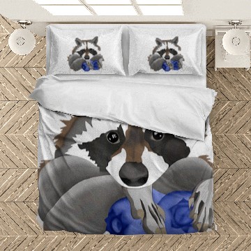 Discover Raccoon Pet with blueberries Baseball Tees Bedding Sets