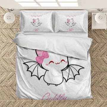 Discover Cute albino bat flying designed by Cuddly Bats comics Bedding Sets