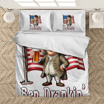 Discover Beer Fun Ben Drankin Benjamin Franklin Drinking A Beer Bedding Sets