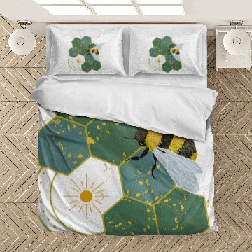 Discover Cute Buzzed Sun Honeycomb Yellow Honey Bumble Bee Art Baseball Tees Bedding Sets