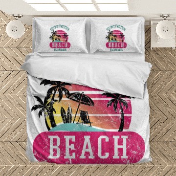 Discover Distressed Huntington Beach CA Beach Sunset Novelty Art Bedding Sets