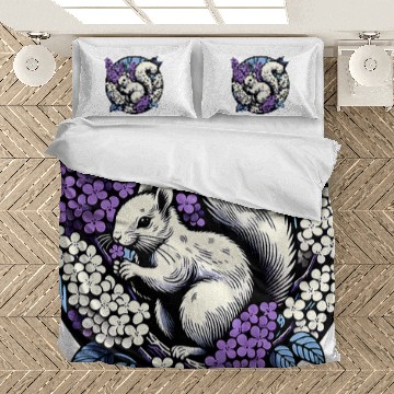Discover Squirrel Pet Lilac Bush squirrel artwork hikers designs Bedding Sets