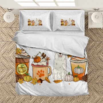 Discover Great Pyrenees Coffee Pumpkin Spice PYR Fall Thanksgiving Bedding Sets