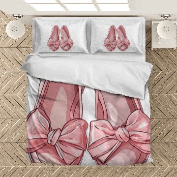 Discover Coquette Pink Bow Ballet Slipper Aesthetic Balletcore Style Bedding Sets
