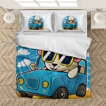Discover Sheep Lover Joyful Eid Celebration with funny Sheep Driving Car Bedding Sets