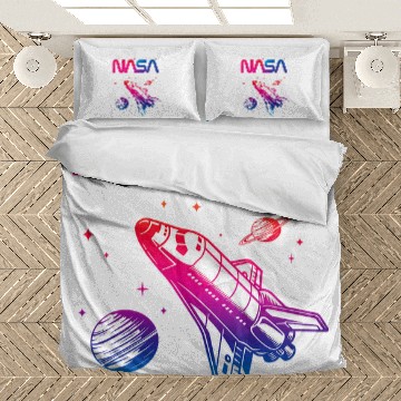 Discover Lacrosse Gift NASA Space Shuttle Saturn Planet Worm Logo Bedding Sets