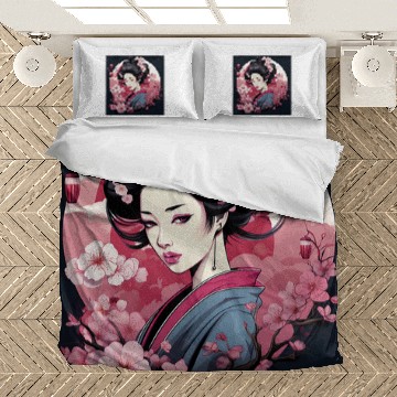 Discover Elegant Geishas Journey Japan Vector Bedding Sets