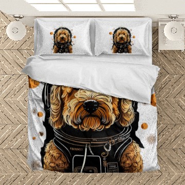 Discover Outer Space Golden Doodle on Galaxy Astronaut Goldendoodle Bedding Sets