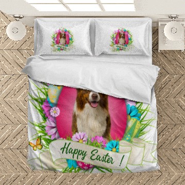 Discover Happy Easter Border Collie Wearing Bunny Ear Eggs Cool Bedding Sets