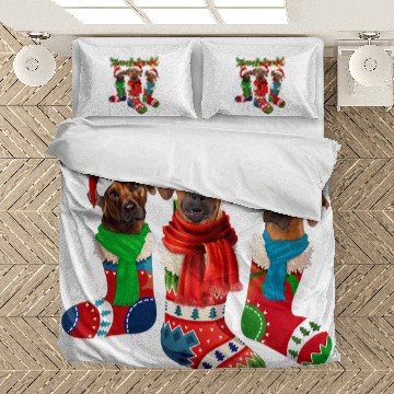 Discover Rhodesian Ridgeback In Christmas Socks Bedding Sets