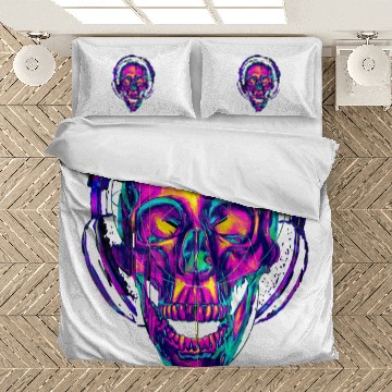 Discover skull DJ Table Skull Disc Jockey Headphones Baseball Tees Bedding Sets