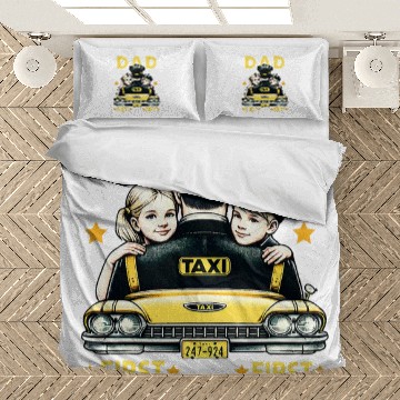 Discover Proud Dad Taxi Dad Cab Driver Father Son Daughter Present Baseball Tees Bedding Sets