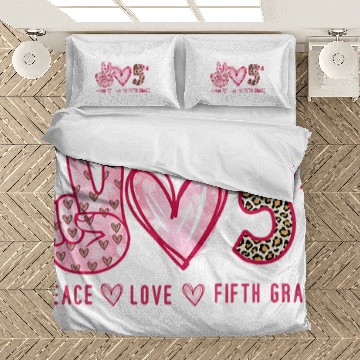 Discover Peace Love 5th Grade Squad Leopard Student Back To School Bedding Sets