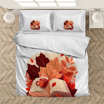 Discover Keep calm and fall on with Autumn Book warsm Drink and leafy Bedding Sets
