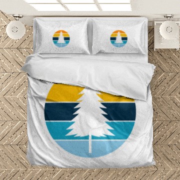 Discover Priest River Idaho ID Retro Style Tree vintages Sunset Bedding Sets