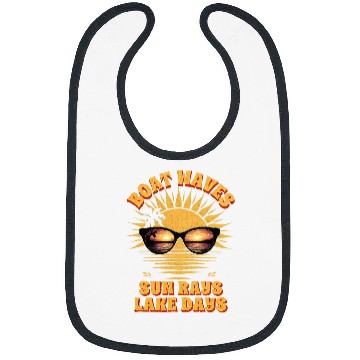 Discover Boat Waves Sun Rays Lake Days Funny Summer Vacation 1 Bibs