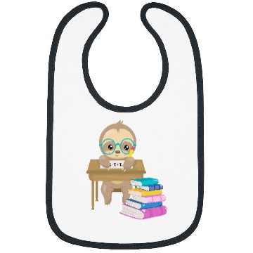 Discover Cute Sloth Glasses Reading School Book Writing Math Desk Bibs
