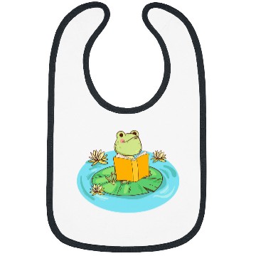 Discover Frog Reading Book Toad Reader Bookworm Kawaii Bibs
