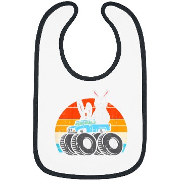 Discover Kids Easter Bunny Rabbit Monster Trucks Retro Boys Kids Bibs