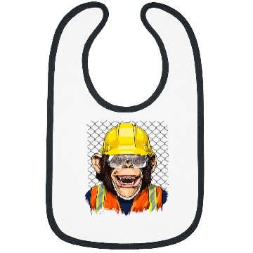 Discover Chimpanzee Construction Worker Great Ape Chimp Primate 210 Bibs