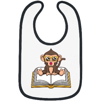 Discover Funny Monkey Book Reading Ape Literature Bibs