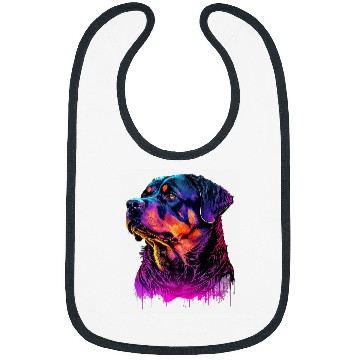 Discover Dog Rottweiler Synthwave 80s Retrowave Aesthetic 3 Bibs