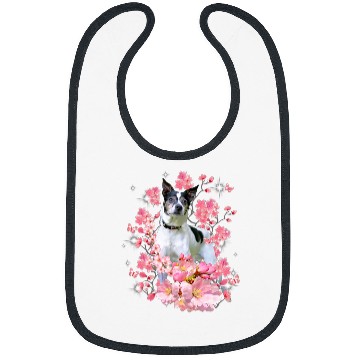 Discover Dog Rat Terrier Cherry Blossom Flowers Bibs