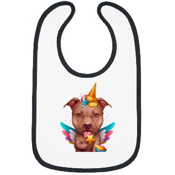 Discover Chocolate Pit Bull Terrier Ice Cream Unicorn Bibs