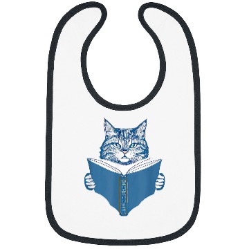 Discover Cat Book Reading Kitten Literature Cat Holder Books Bibs
