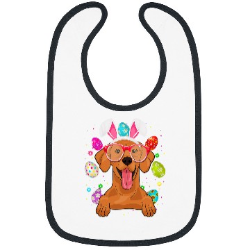 Discover Dog Vizsla Cute Bunny Vizsla Dog Face Easter Eggs Easter Day Bibs