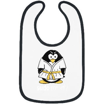 Discover sudo rm rf linux penguin in a karate tuxedo for programmer Bibs