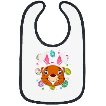 Discover Funny Easter Egg Lover Bunny Ear Gopher Face Easter Sunday Bibs