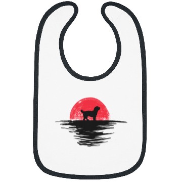 Discover Bernedoodle Japanese Sunset Retro Dog Red Bibs